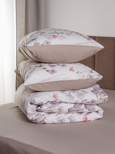 Постельное белье 1.5-спальное, простыня 145х215 см, 1 наволочка 70х70 см, пододеяльник 145х215 см, Майская ночь, микросатин, Флирт, SJT2501-9