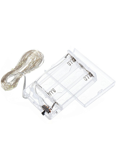 Гирлянда 50 ламп, 5 м, 1 режим, холодный белый свет, серебристая, в помещении, на батарейках, LED, Y4-7523