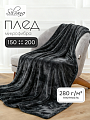 Плед 1.5-спальный, 150х200 см, 280 г/м2, микрофибра, 100% полиэстер, Silvano, Сильвия, графитово-синий