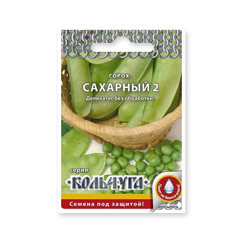 Семена Горох, Сахарный 2, 6 г, Кольчуга, Русский огород