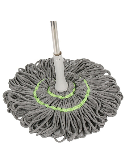 Швабра веревочная, микрофибра, 135 см, темно-серая, с отжимом, A260076