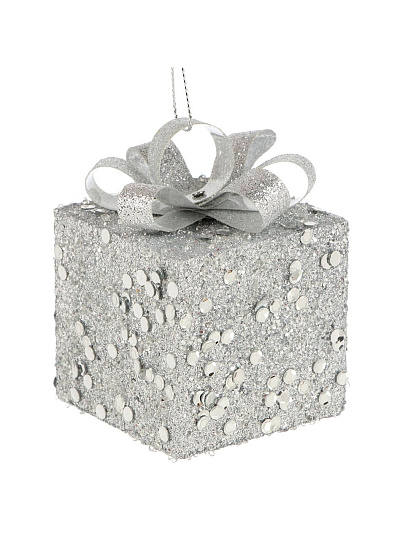 Набор елочных украшений Подарки, 3 шт, серебро, 6 см, Y4-9494