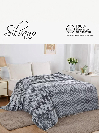 Плед 2-спальный, 180х200 см, велсофт жаккард, 100% полиэстер, Silvano, Ombre, серый, 180/006-OMB/LA