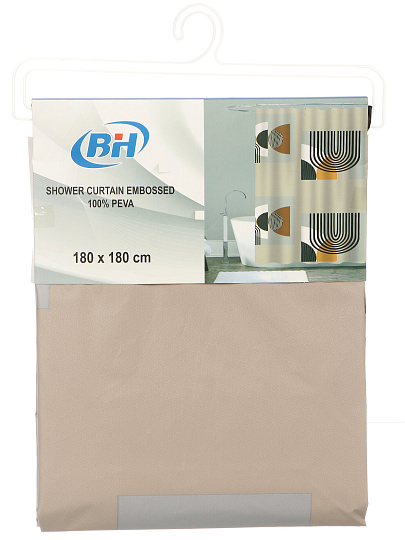 Штора для ванной 180х180 см, Peva, Геометрия, бежевая, Y4-11151