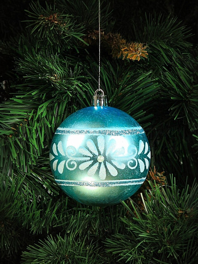 Елочный шар 6 шт, бирюза, 8 см, SYQB-0122311