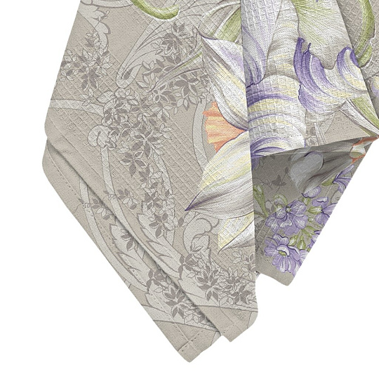 Полотенце кухонное вафельное, 40х50 см, 100% хлопок, Романтика, Ирисы, Россия, 645404