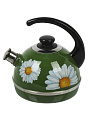 Чайник сталь, эмалированное покрытие, 3.5 л, со свистком, ручка консольная, Рубин, Ромашки, зеленый, T04/35/07/14 - фото 5