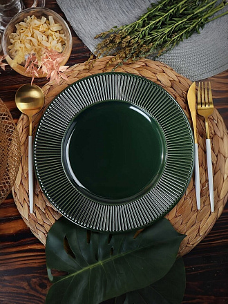 Тарелка обеденная, керамика, 27 см, круглая, Emerald Green, Domenik, TDP470/DMD031