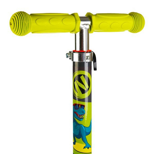 Самокат трехколесный, детский, колеса 120, 80 мм, управление наклоном, регулируемая рулевая стойка, подсветка колес, Next, Дино, JP-MG-03M-DINO_N