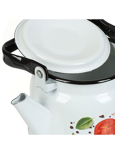 Чайник сталь, эмалированное покрытие, 2.3 л, с пластиковой кнопкой, ручка металлическая, Сибирские товары, Каприче, белый, С2714.3*118