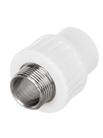 Муфта комбинированная полипропилен, d20х1/2'', наружная резьба, белая, Valfex