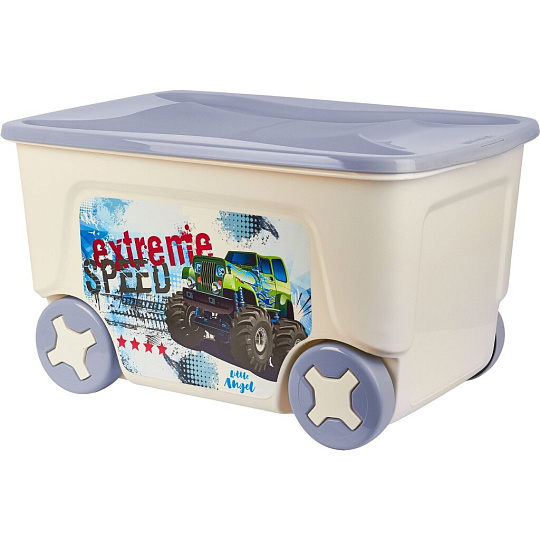 Ящик для игрушек 50 л, с крышкой, пластик, 38х59х33 см, Lalababy, Play with Me Super Truck, LA1036