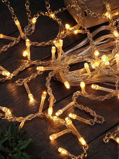 Гирлянда 72 лампы, 2х0.6 м, 8 режимов, Бахрома, теплый белый свет, прозрачная, в помещении, сетевая, LED