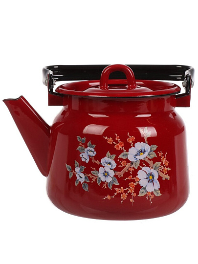 Чайник сталь, эмалированное покрытие, 2.3 л, черный рябчик, ручка металлическая, Сибирские товары, вишневый, С2714.ЯР