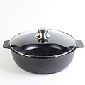 Жаровня алюминий, 30 см, 5 л, антипригарное покрытие, Алтей, Granit Perfection black, 09-0550-310, с крышкой