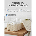 Корзина для хранения, 3 л, прямоугольная, плетеная, пластик, белый ротанг, с крышкой, Idea, Вязание, М2369 - фото 5