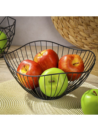 Ваза для фруктов, металл, 27.5х13 см, Y4-7658, черная