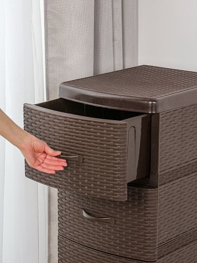 Комод 4 ящика, Ротанг, 38х48х96 см, коричневый, 35 701, Violet