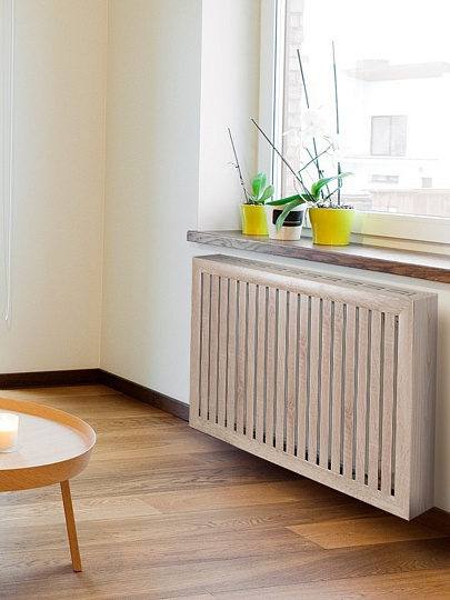 Экран для радиатора, МДФ, 900х600 мм, дуб сонома, реечный, Стильный Дом