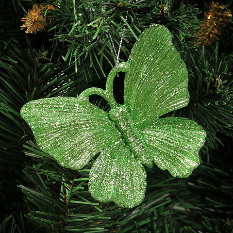 Елочное украшение Бабочка, зеленое, 10.5х10 см, SYYKLB-182282