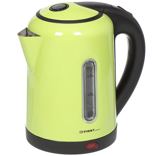 Чайник электрический First, FA-5409-3-GN, зеленый, 1.8 л, 2200 Вт, скрытый нагревательный элемент, LED подсветка, сталь