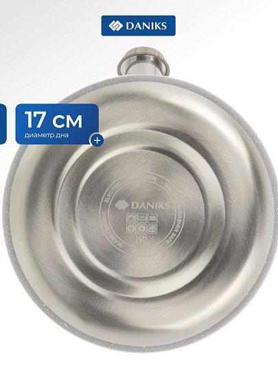 Чайник нержавеющая сталь, 2.7 л, со свистком, матовый, нейлон, Daniks, индукция, GS-04049H-2