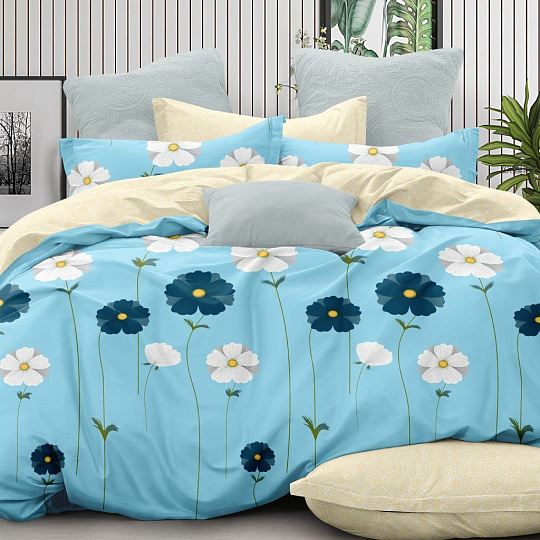 Постельное белье 1.5-спальное, простыня 150х215 см, 2 наволочки 70х70 см, пододеяльник 145х215 см, Love&amp;Live, поплин, 28403