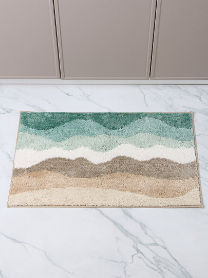 Коврик для ванной, 0.48х0.78 м, полиэстер, сине-бежевый, Silvano, Волна, Y4-11465