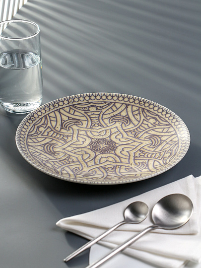 Тарелка обеденная, фарфор, 24 см, круглая, Универсал Корица, Добрушский фарфоровый завод, 4С1283Ф34