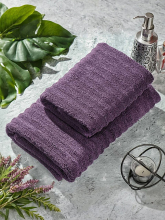 Полотенце банное 70х140 см, 100% хлопок, 450 г/м2, Страйп, Barkas, фиолетовое, Узбекистан