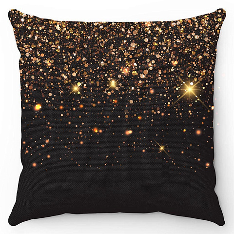 Подушка декоративная, 45х45 см, Звездное небо, полиэстер, черный с золотым, 202808
