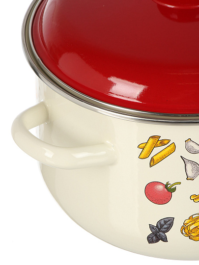 Кастрюля эмалированная сталь, 5.5 л, крышка сталь, коническая, Appetite, Pasta Italian, 1с47я, индукция