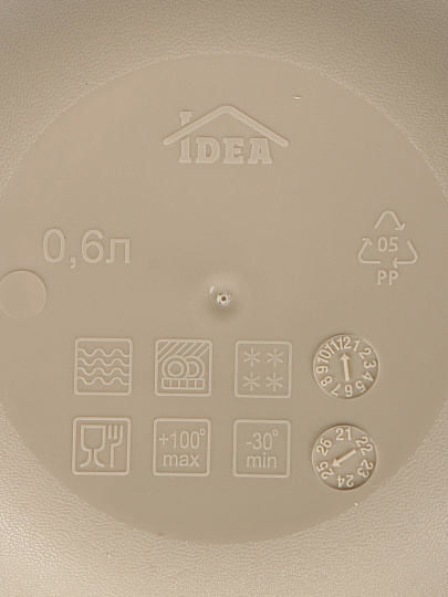 Миска пластик, 0.6 л, 12х8.2 см, латте, круглая, герметичная, Idea, Нео, М 1324