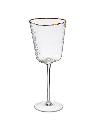 Бокал для вина, 350 мл, хрустальное стекло, 6 шт, Трио, с золотой отводкой, B060745