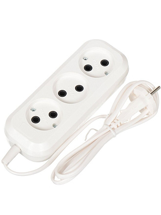 Удлинитель бытовой 3 гнезда, 7 м, ШВВП, без заземления, 6 А, Обиход, РС-3, 150-507