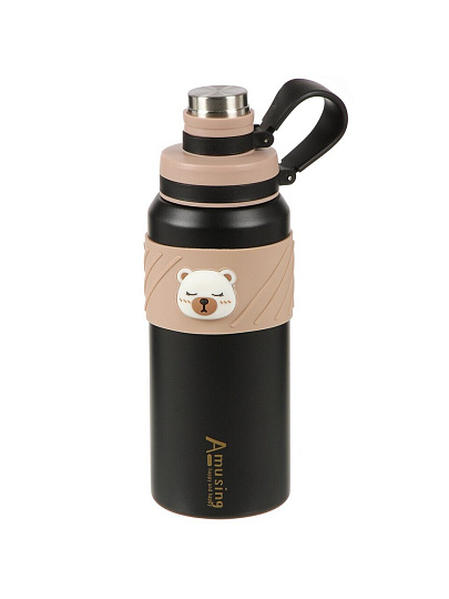 Термобутылка нержавеющая сталь, 0.6 л, черная, Y4-9307