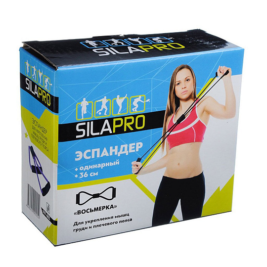 Эспандер для укрепления мышц груди и плечевого пояса, 36 см, латекс, одинарный, в ассортименте, SilaPro, 197003