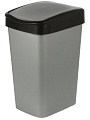 Контейнер для мусора пластик, 35 л, прямоугольный, с крышкой, серый металлик, черный, Violet, Tandem, 843558 - фото 2