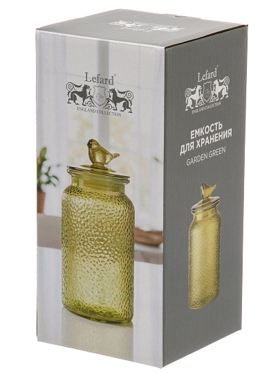 Банка для сыпучих продуктов, стекло, 1.3 л, с крышкой, Lefard, Garden Green, 172-183