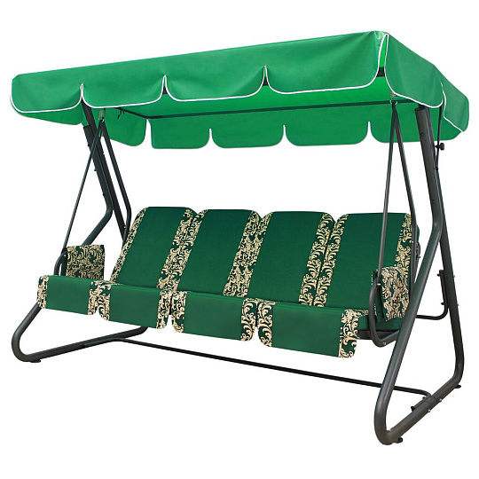Качели садовые 4-местные, 232х125х173.5 см, 350 кг, Arno, Оазис Стандарт+, раскладываются в кровать, зеленые, 2016-КД-40/С+, тент, металл