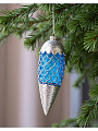 Елочное украшение Шишка Синий перламутр, синее, 6х18 см, стекло, XF24-SC033 - фото 2