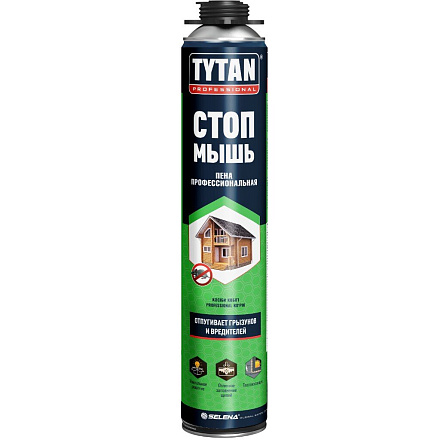 Пена монтажная Tytan, Стоп мышь, профессиональная, 55 л, 750 мл, 18059