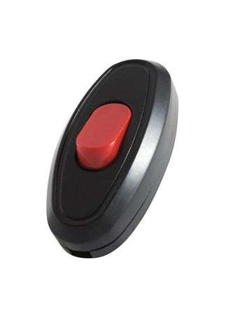 Выключатель на шнур одноклавишный, 6 А, с красной кнопкой, 250 В, черный, TDM Electric, SQ1806-0222