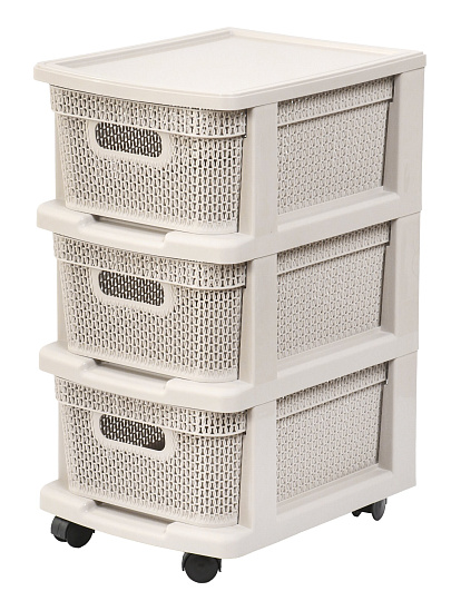 Комод 3 ящика, Ajur, 30х37х56.3 см, белое облако, плетеный, KL379522048, Keeplex