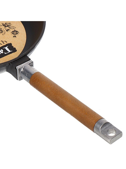 Блинница чугун, 22 см, Гардарика, 0822, съемная ручка, деревянная ручка, индукция