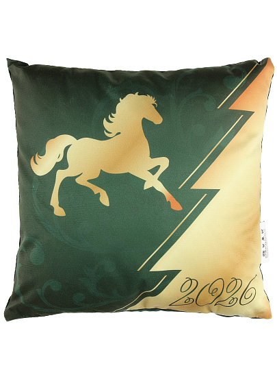 Подушка декоративная 40х40 см, Новый год, Лошадь, 100% полиэстер