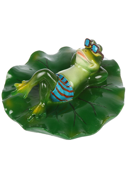 Фигурка садовая декоративная Лягушка на кувшинке, 17.5х17х8 см, полистоун, Y4-11222