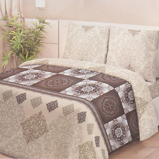 Постельное белье 2-спальное, простыня 215х220 см, 2 наволочки 70х70 см, пододеяльник 175х215 см, Для Snoff, бязь, Квадро 5062-2