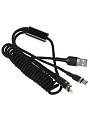 Кабель USB USB, OLMIO, Spring, microUSB, Apple Lightning, Type-C, 3 А, 1.5 м, черный, 041623 - фото 2