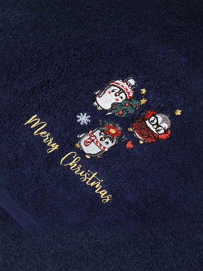 Полотенце кухонное 50х90 см, 100% хлопок, Silvano, Новогодние истории Веселые пингвины, синее, Турция, DU-2021-50-1-5011